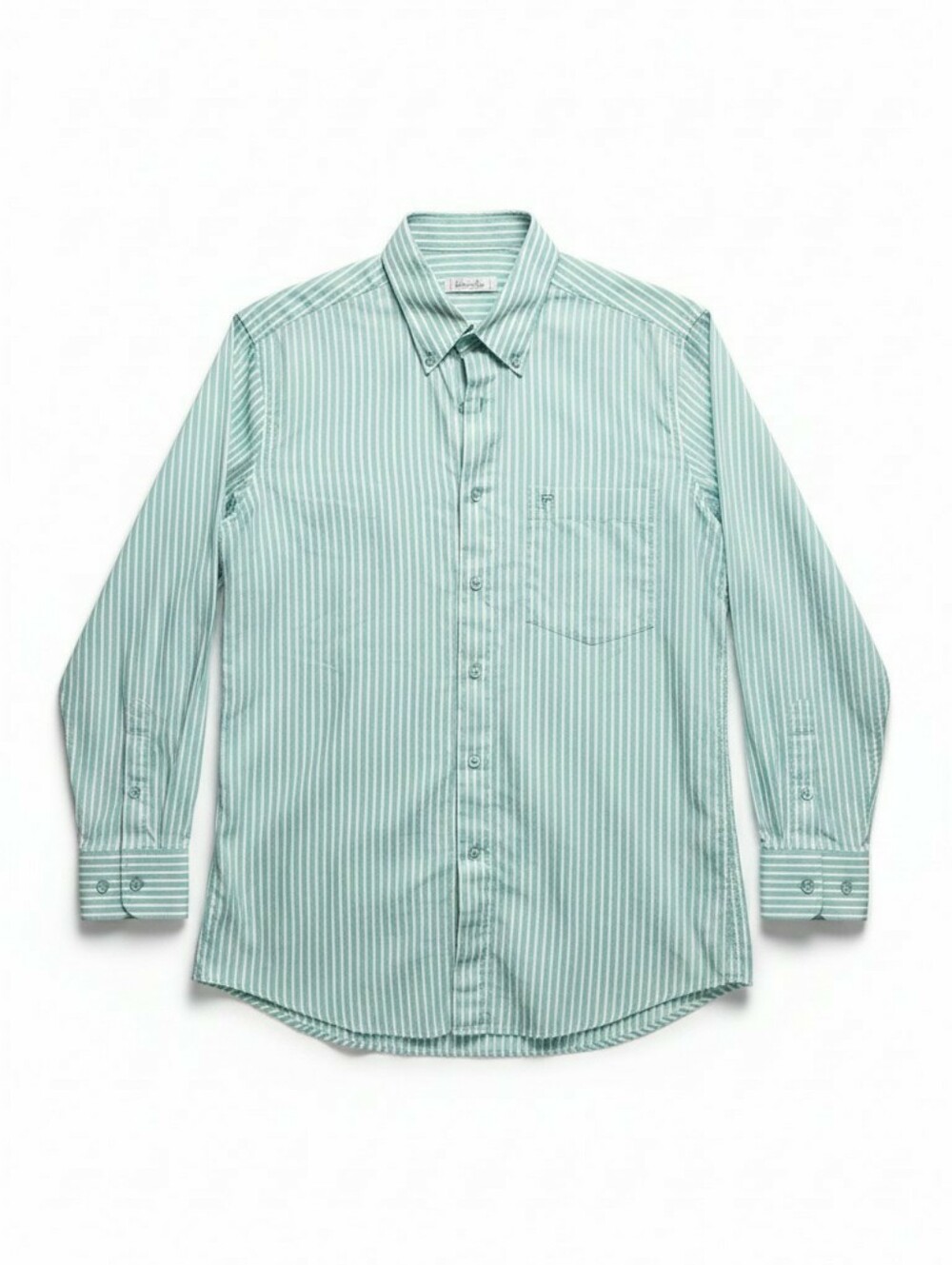 Valentino Rudy Medium 33 Mint Green Striped Button-Down Shirt Made In Italy